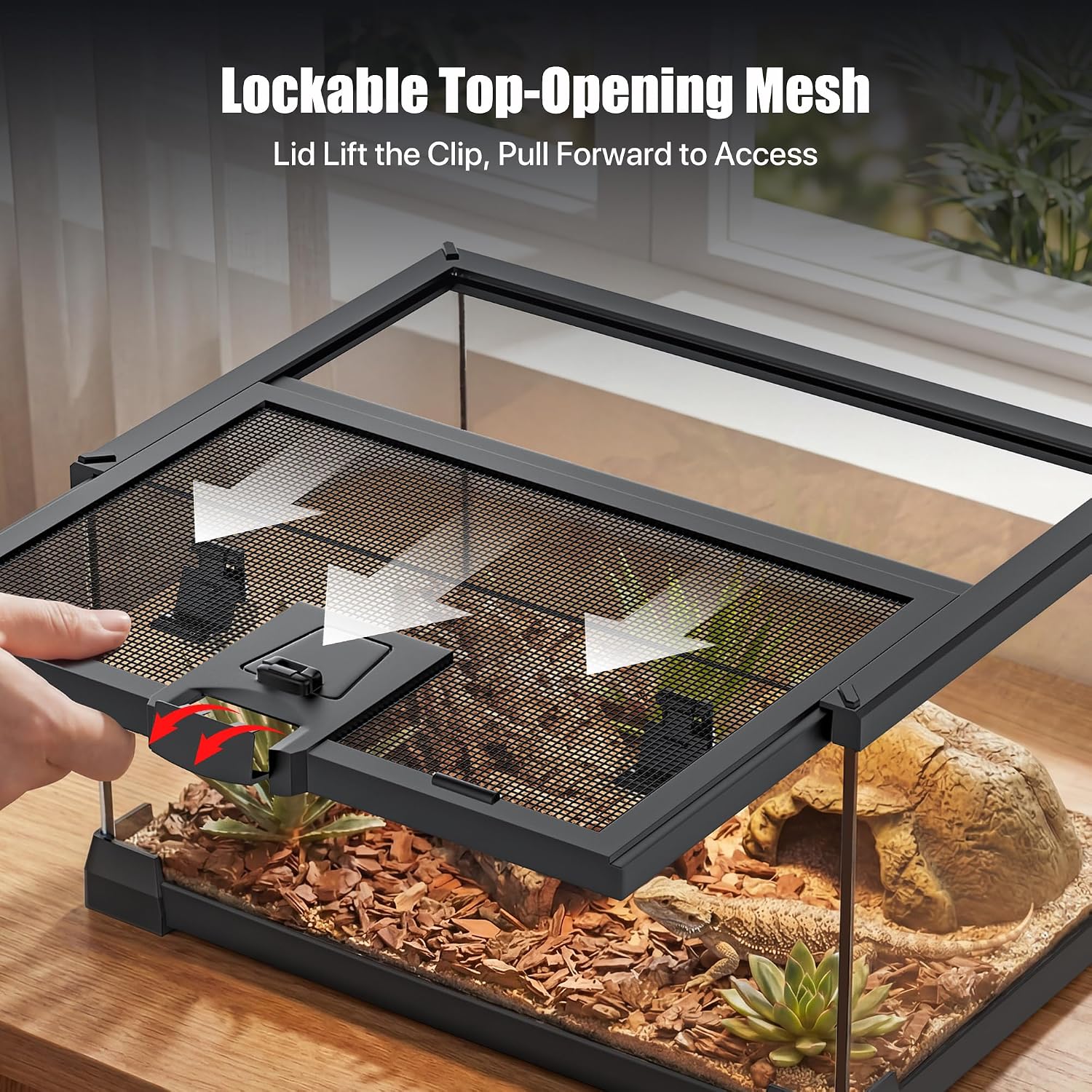 2.5 Gallon Fully Assembled Glas Reptile Enclosure with 8W T5 UVB 10.0 Reptile Light Fixture Combo Kit thumbnail 6